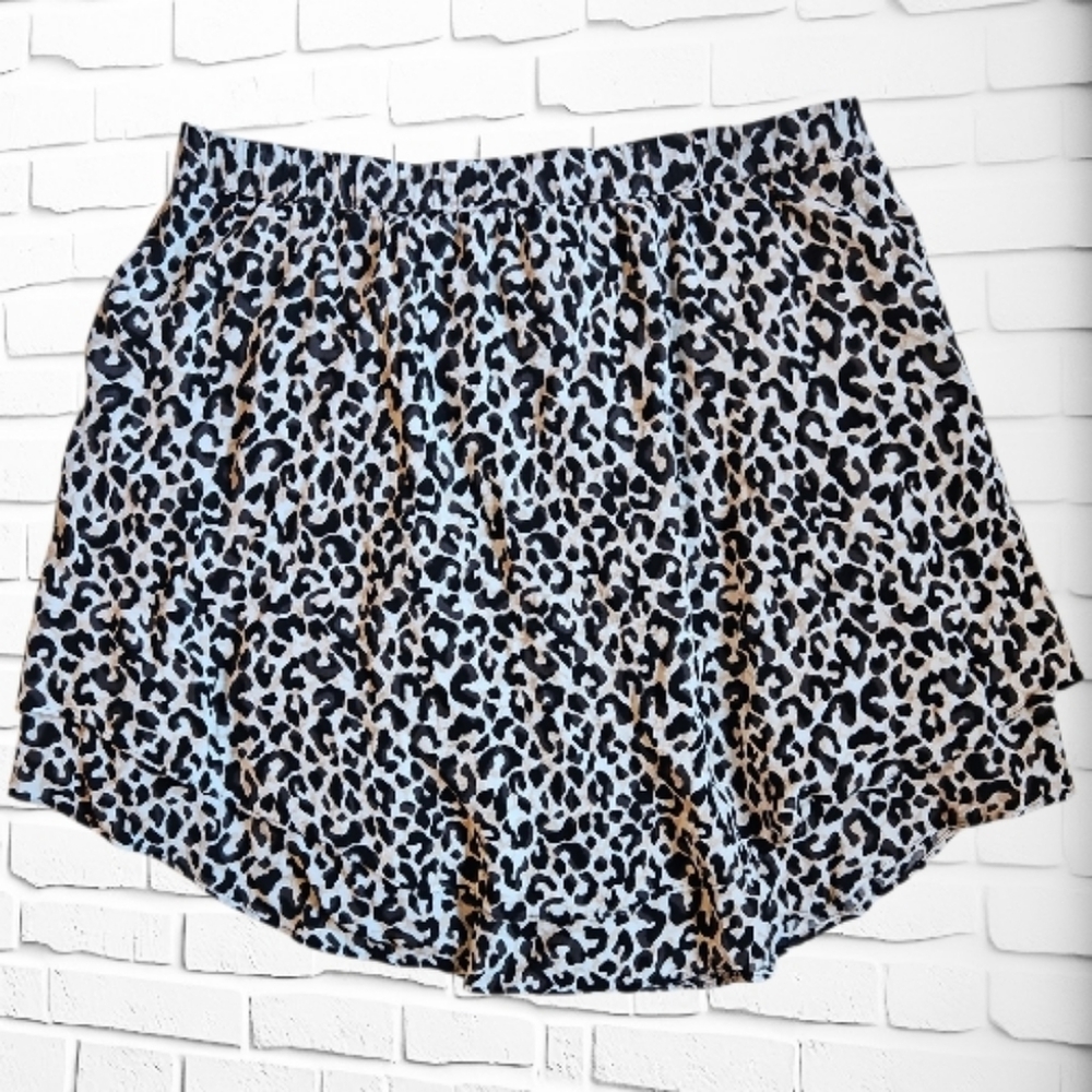 Banana Republic Leopard Print Mini Skirt Large Pull On Elastic Waist Fully Lined - Picture 2 of 5